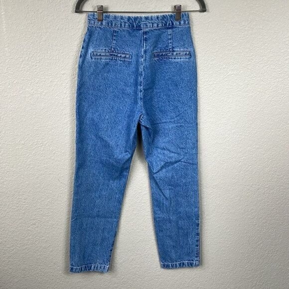 Zara High Rise Sailor Button Slant Pocket Jeans Vintage Wash Straight Leg Sz S - Picture 9 of 14